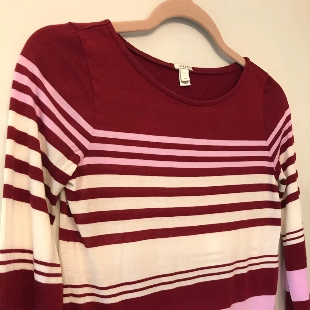 J Crew Basic Striped Shirt Tee XXS Purple​​​​​​​